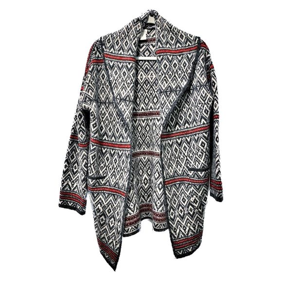 Aspen Gray Wool Blend Fair Isle Nordic Coatigan Cardigan Sweater Duster - Small - Picture 2 of 6
